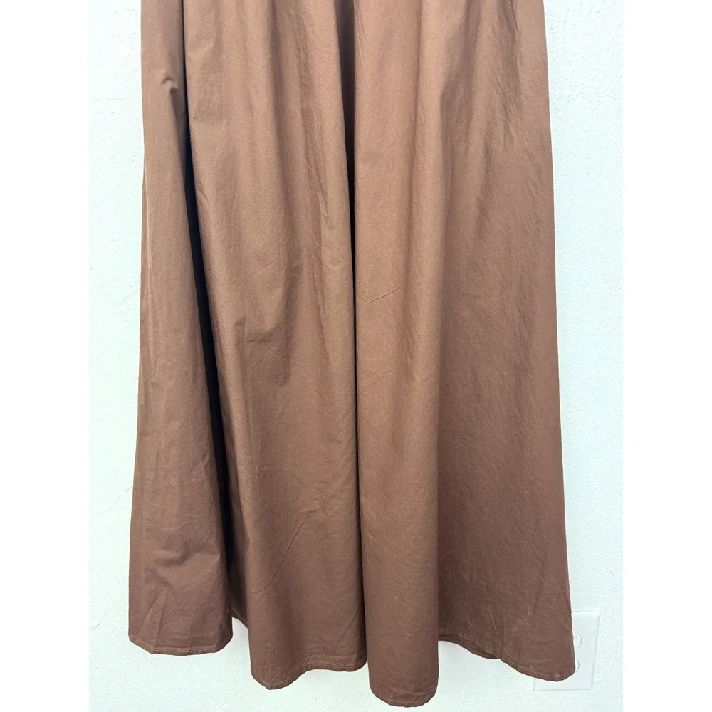 NWT J.Crew Smocked One-Shoulder Midi Dress Brown Cotton Poplin Size XS - Picture 5 of 12